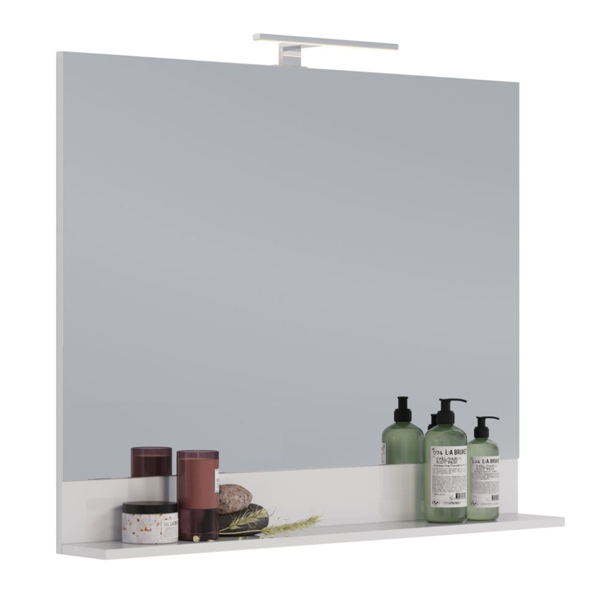 Зеркало Lemark ROMANCE 100 см с полкой, цвет: Белый глянец