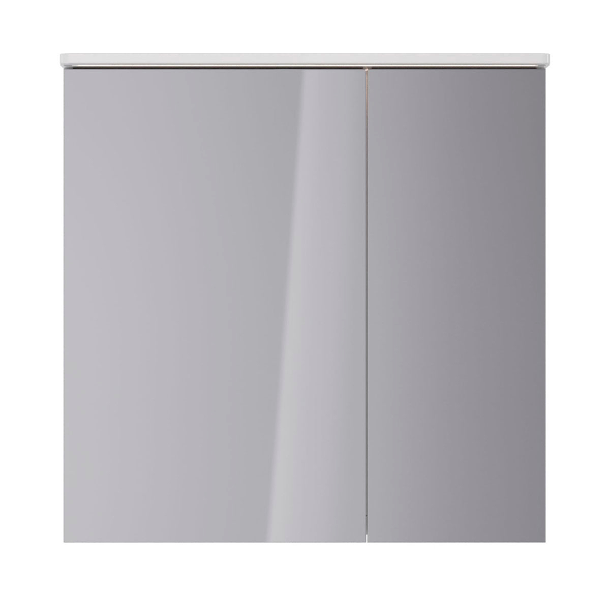 Шкаф зеркальный Lemark ZENON 80х80 см 2-х дверный, с козырьком-подсветкой, с розеткой, цвет корпуса: Белый глянец