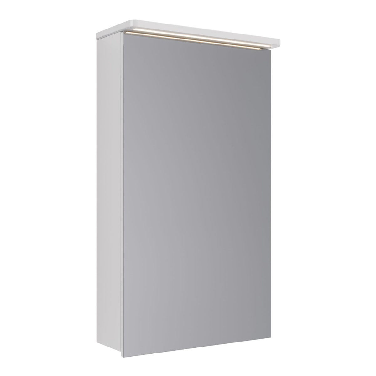 Шкаф зеркальный Lemark ZENON 45х80 см 1 дверный, петли слева, с козырьком-подсветкой, с розеткой, цвет корпуса: Белый глянец