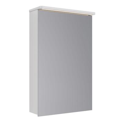Шкаф зеркальный Lemark ZENON 50х80 см 1 дверный, петли слева, с козырьком-подсветкой, с розеткой, цвет корпуса: Белый глянец