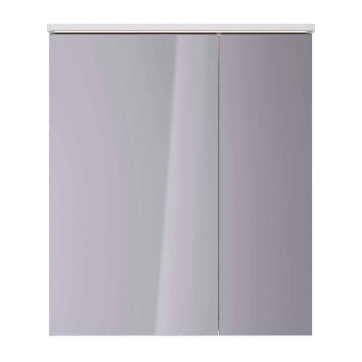 Шкаф зеркальный Lemark ZENON 70х80 см 2-х дверный, с козырьком-подсветкой, с розеткой, цвет корпуса: Белый глянец
