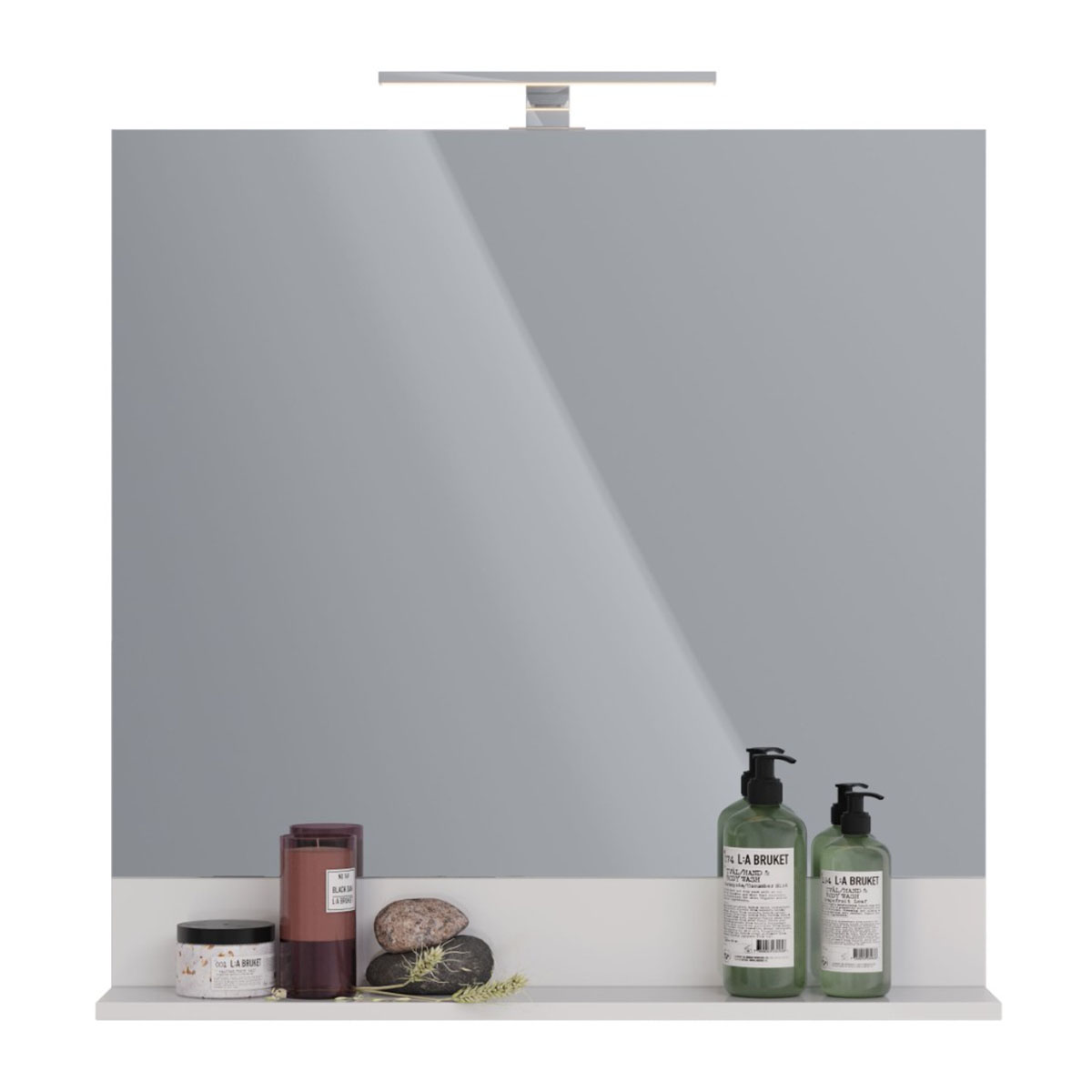 Зеркало Lemark ROMANCE 80 см с полкой, цвет: Белый глянец