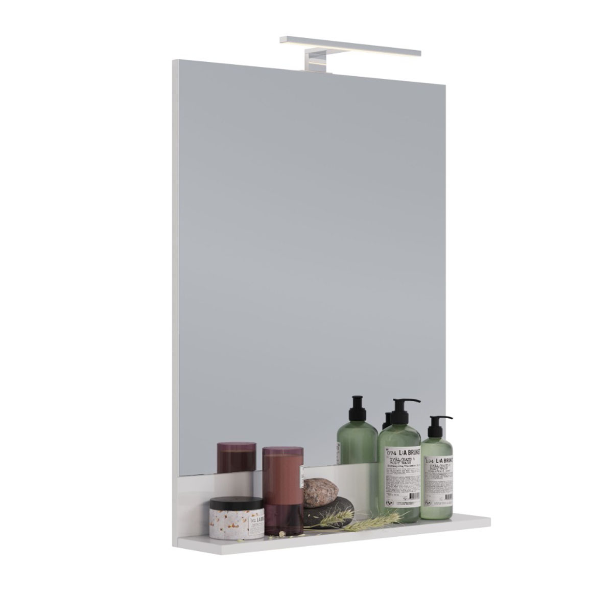 Зеркало Lemark ROMANCE 60 см с полкой, цвет: Белый глянец