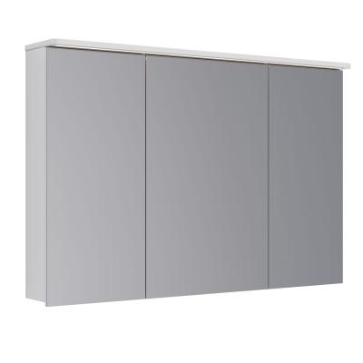 Шкаф зеркальный Lemark ZENON 120х80 см 3-х дверный, с козырьком-подсветкой, с розеткой, цвет корпуса: Белый глянец