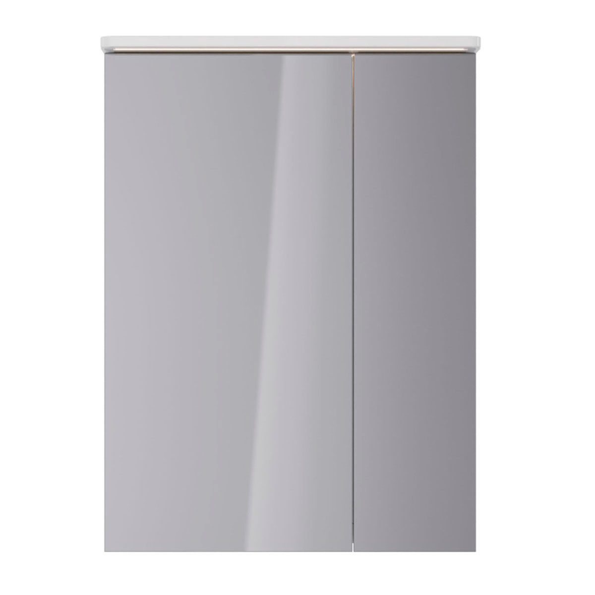 Шкаф зеркальный Lemark ZENON 60х80 см 2-х дверный с козырьком-подсветкой, с розеткой, цвет корпуса: Белый глянец