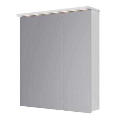Шкаф зеркальный Lemark ZENON 70х80 см 2-х дверный, с козырьком-подсветкой, с розеткой, цвет корпуса: Белый глянец