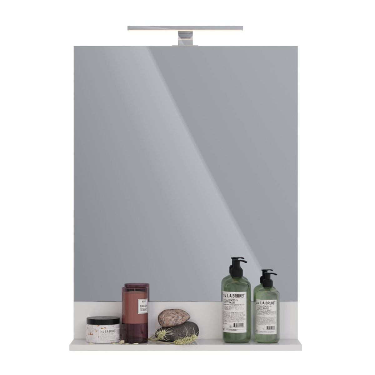 Зеркало Lemark ROMANCE 60 см с полкой, цвет: Белый глянец