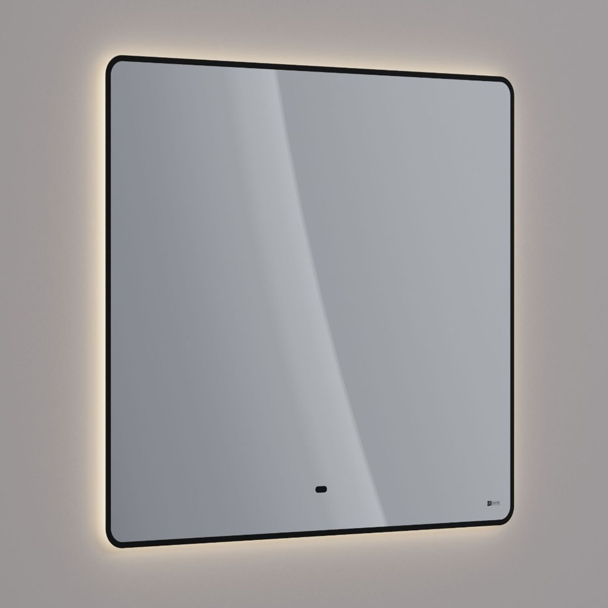 Зеркало Lemark MIOBLACK 90х80 см с интерьерной подсветкой, с подогревом
