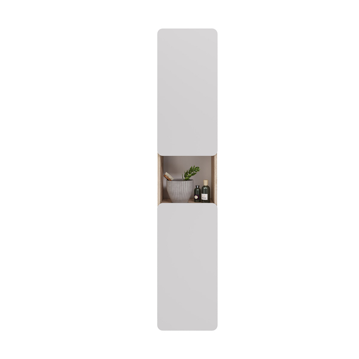 Пенал Lemark OLIVIA 35 см подвесной/напольный, 2-х дверный, открывание лев/прав, цвет корпуса: Дуб кантри, цвет фасада: Белый глянец